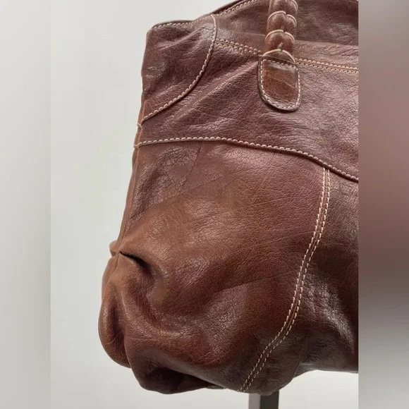 Valentino Garavani Brown Leather Braided Handle Shoulder Bag with COA - Picture 3 of 16